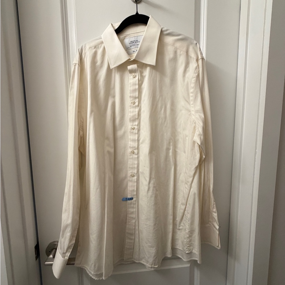 Charles Tyrwhitt Men's Cream Long-Sleeve Dress Shirt